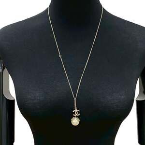 CHANEL Authentic Gold Pearl Logo Necklace